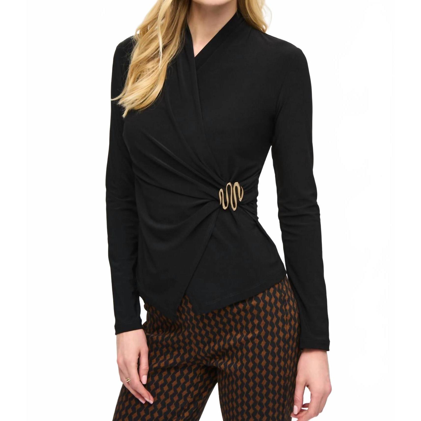 New Joseph Ribkoff Fitted Wrap Top In Black